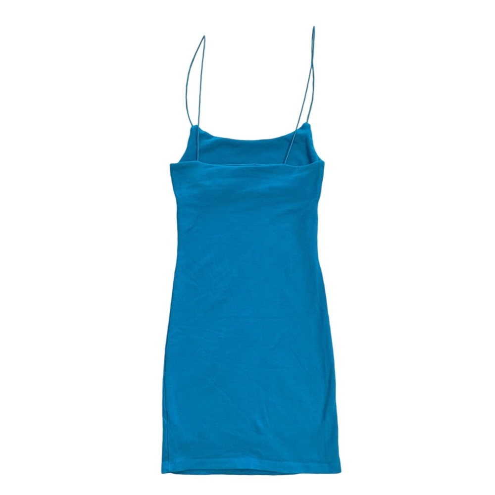 Zara Torquoise Bodycon Mini Dress Spaghetti Strap Stretch Fitted Basic Small